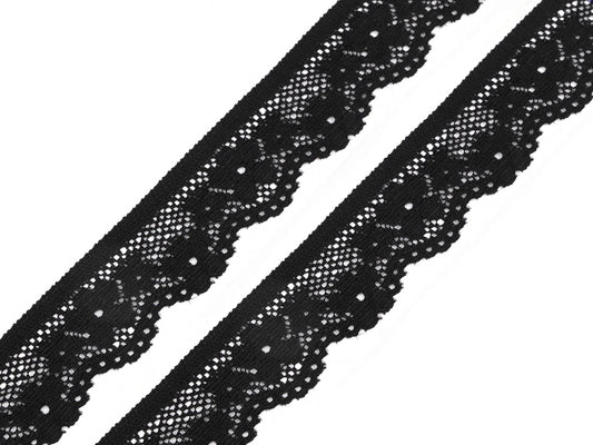 Dentelle élastique en polyamide, 2.8 cm, noire
