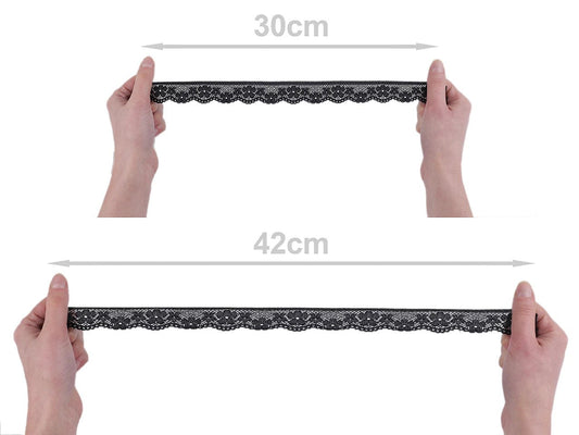 Dentelle élastique en polyamide, 2,8 cm, noire