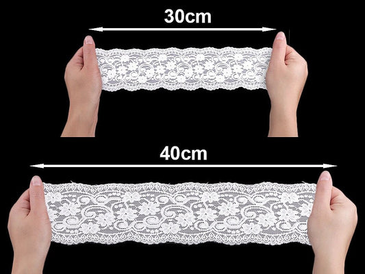 Dentelle élastique en polyester - 10 cm - blanc laiteux