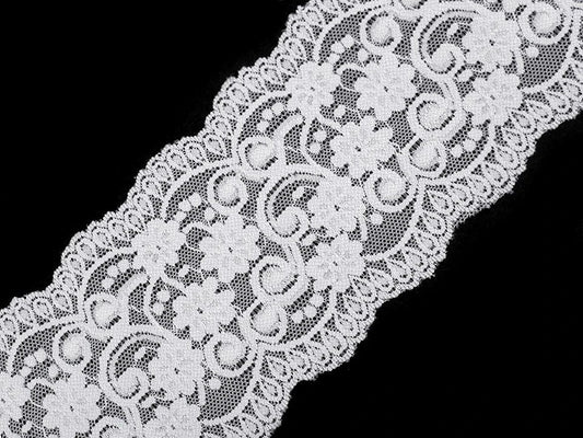 Dentelle élastique en polyester - 10 cm - blanc lait