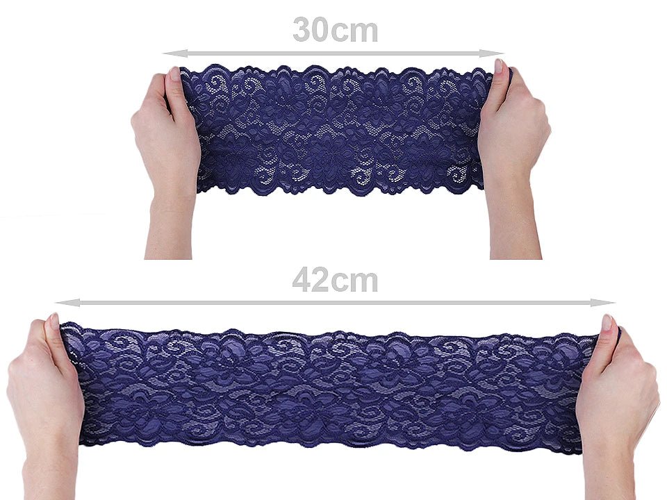 Elastic polyester lace-15 cm-royal blue