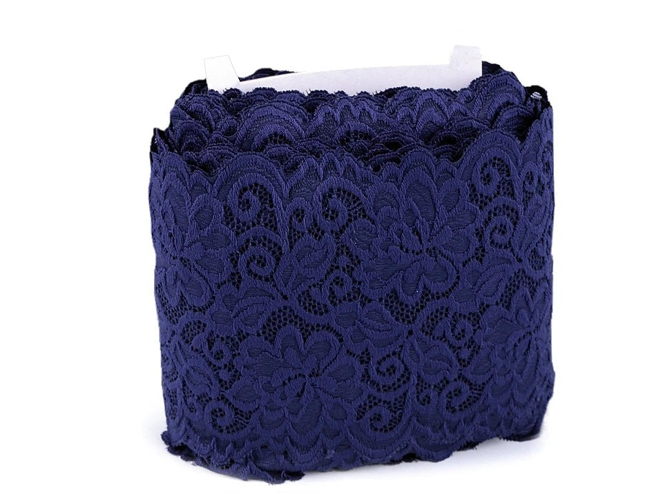 Elastic polyester lace-15 cm-royal blue