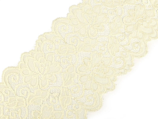 Dentelle élastique en polyester - 15 cm - blanc lait