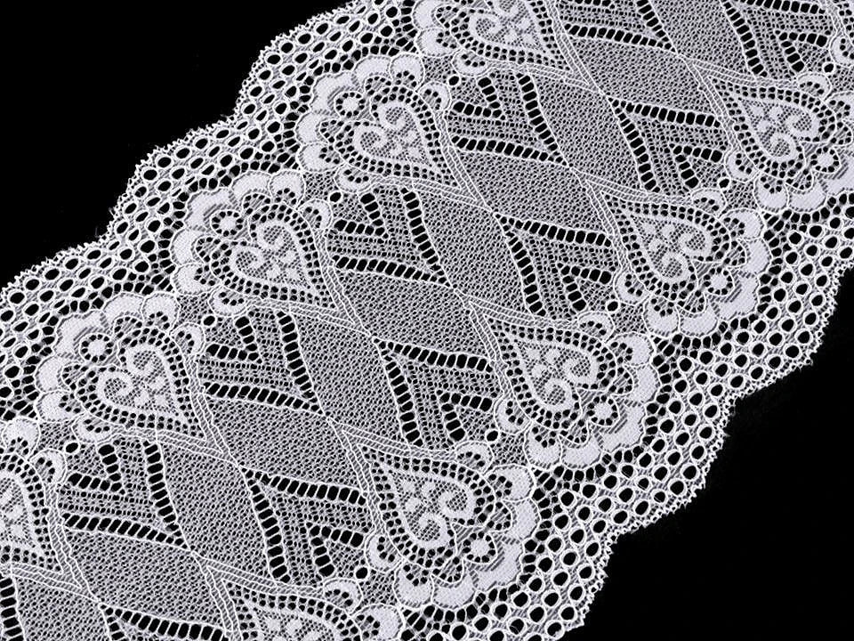 Elastic polyester lace - 18 cm white