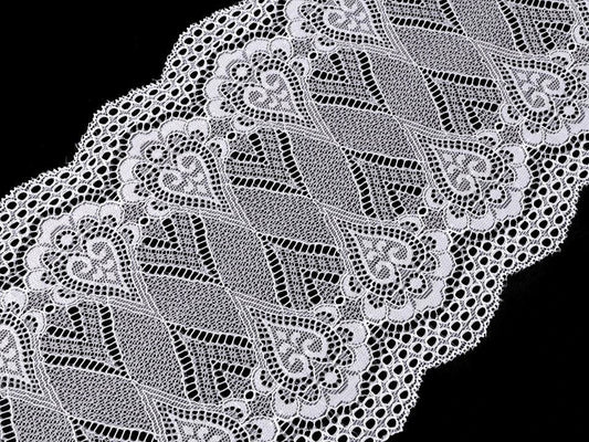 Dentelle élastique en polyester - 18 cm, blanche