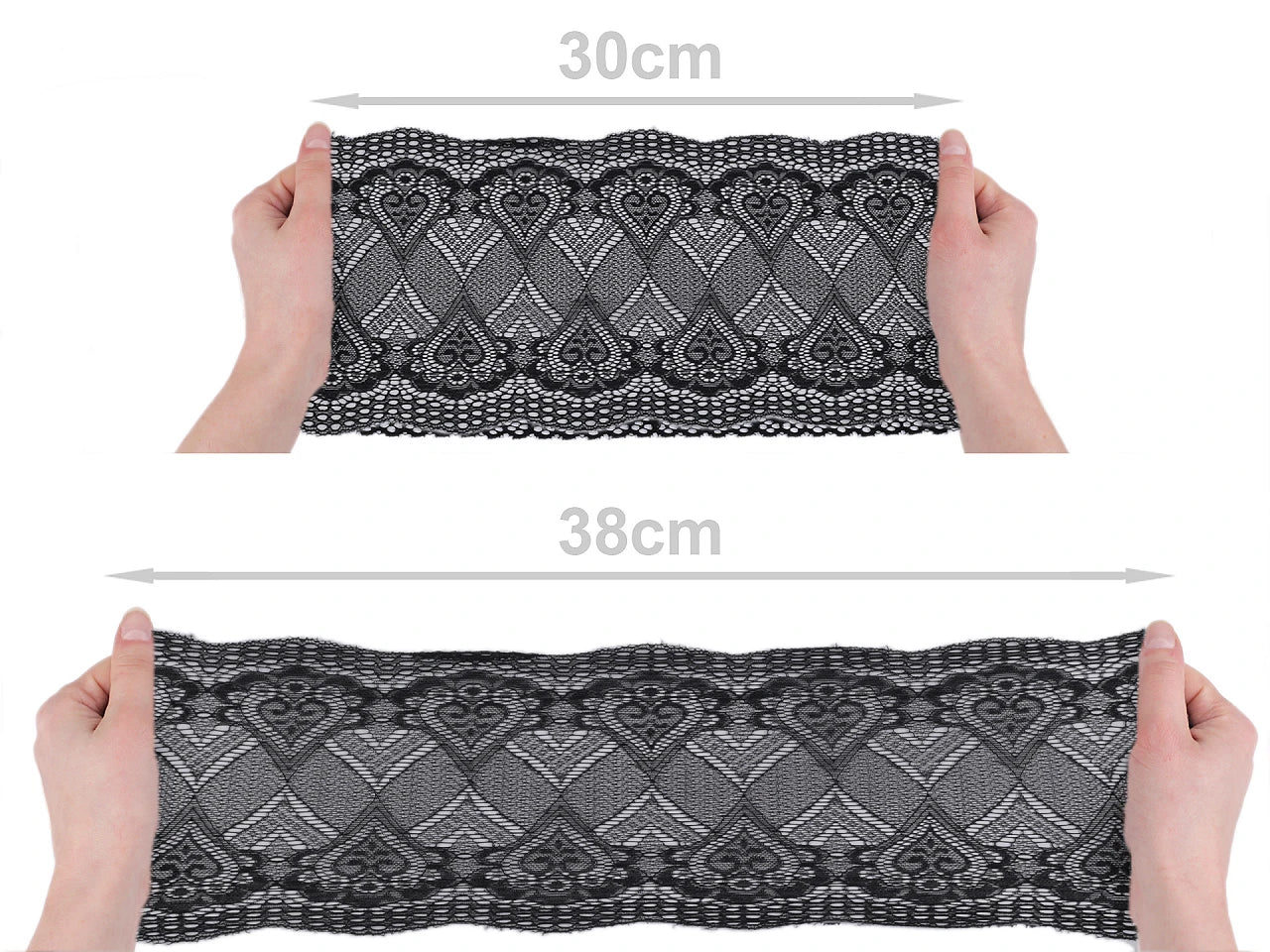 Elastic polyester lace - 18 cm white