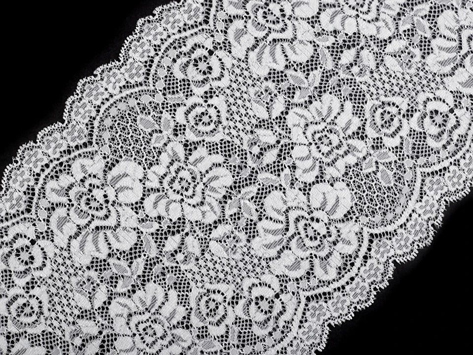 alt
Elastic polyester lace - 18 cm white