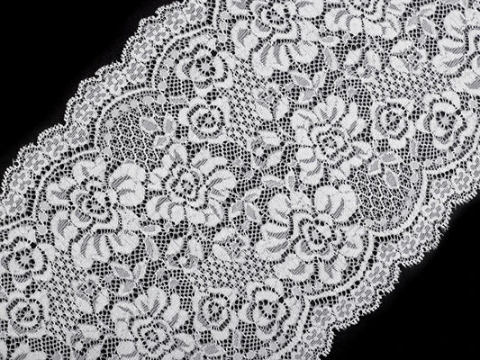 Dentelle élastique en polyester - 18 cm blanche