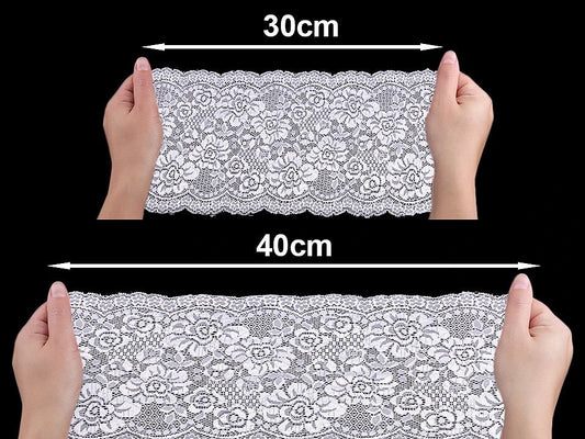 Dentelle élastique en polyester - 18 cm blanche