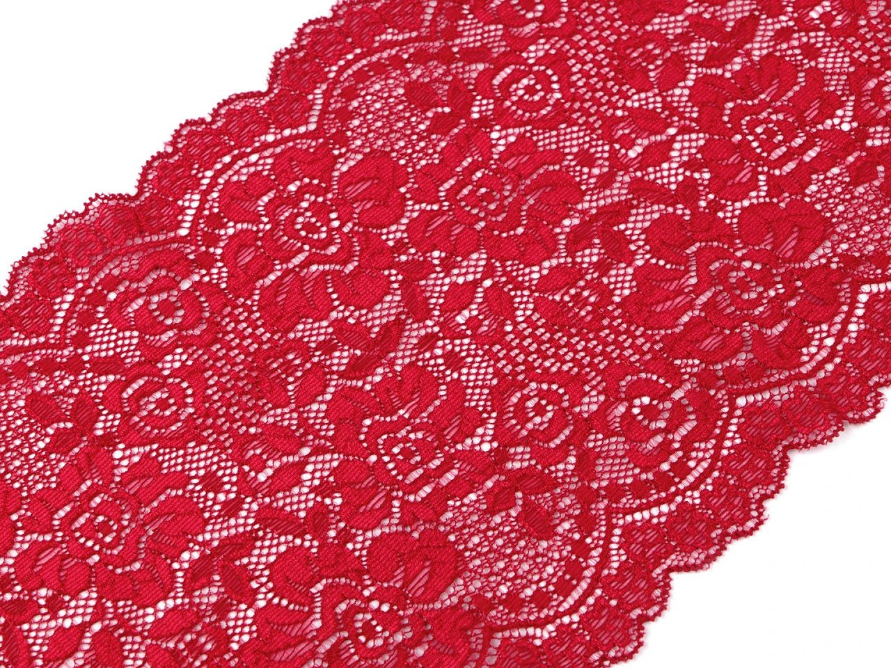 Image with flexible polyester lace - 18 cm dark red – available at Charlotte's fabrics