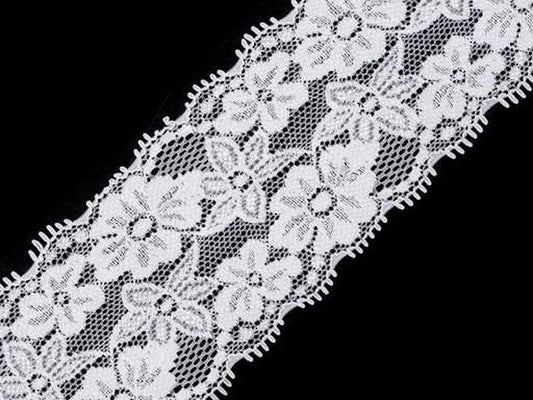 Dentelle en polyester élastique - 6 cm blanche