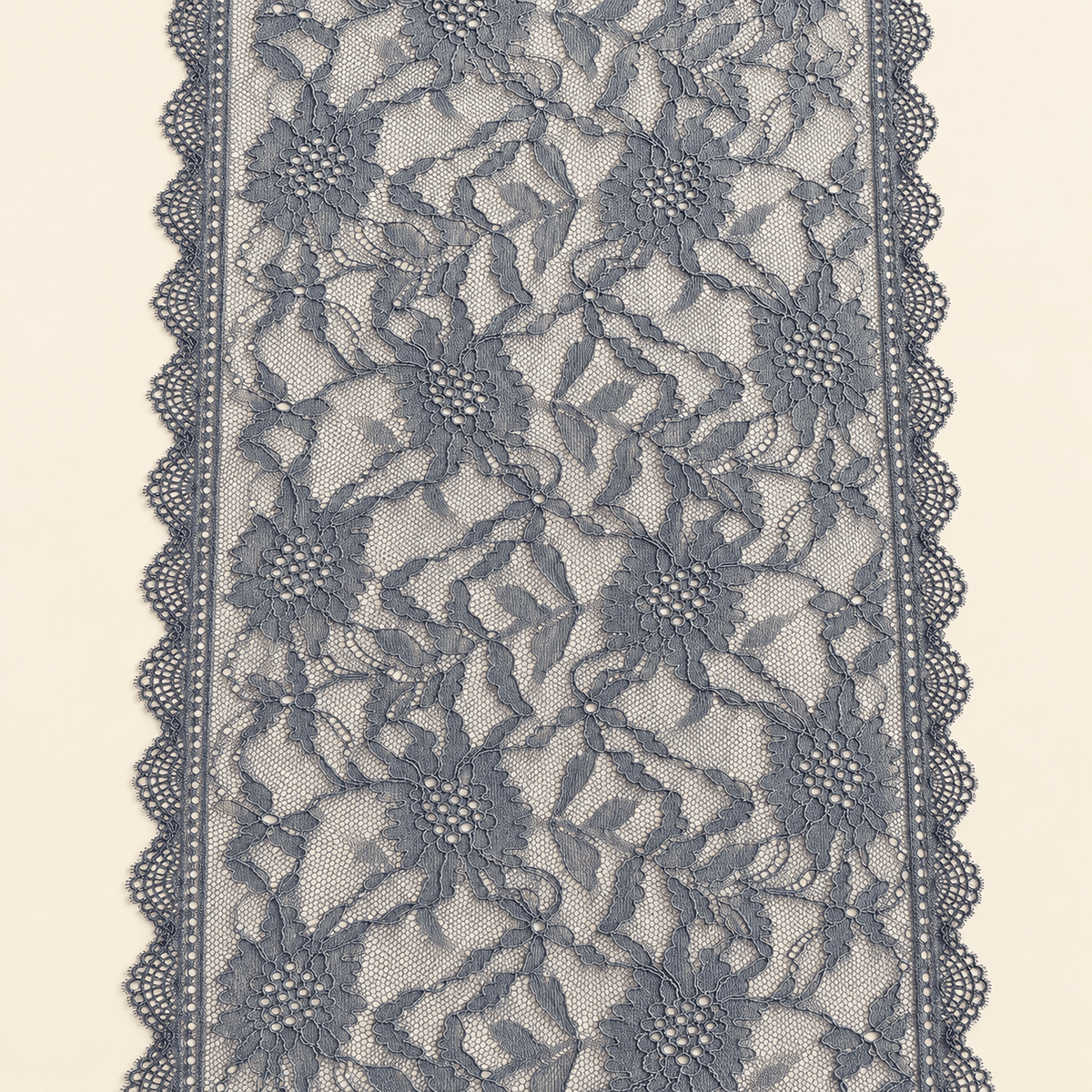 Image de dentelle fine et extensible, 24 cm, gris foncé – disponible en ligne chez Šarlotes audumi