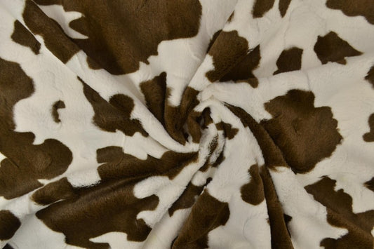 Fausse fourrure à motif vache – marron/blanc