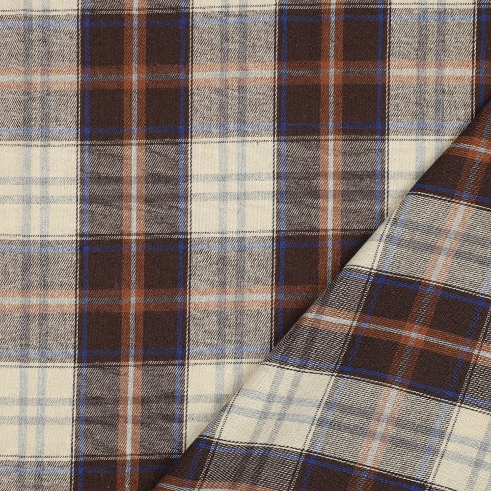 Flanelle - marron avec bleu 150 g/m²