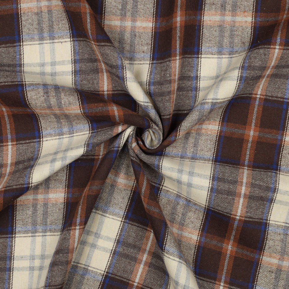 Flanelle - marron et bleu 150 g/m²