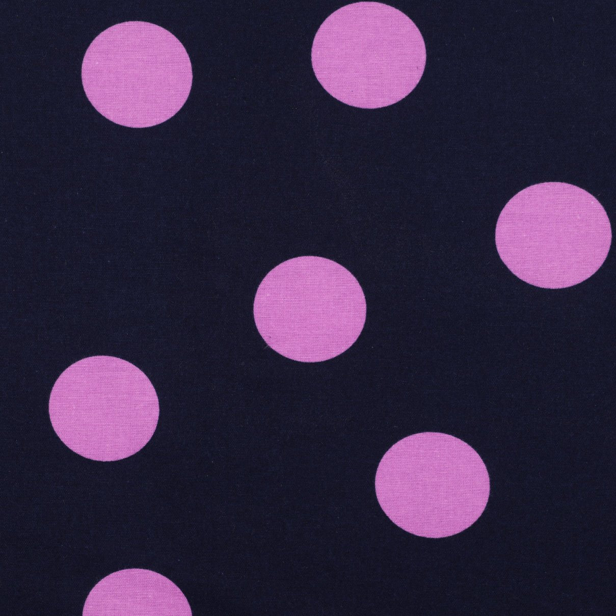 Image of flannel - pink circles on a dark blue background 165 g/m² – available at Šarlotes audumi