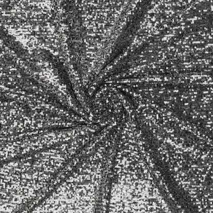 Tissu à paillettes - noir argent 285 g/m² – disponible chez Šarlotes audumi