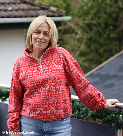 Maille bouclette en coton avec doublure – motif de Noël