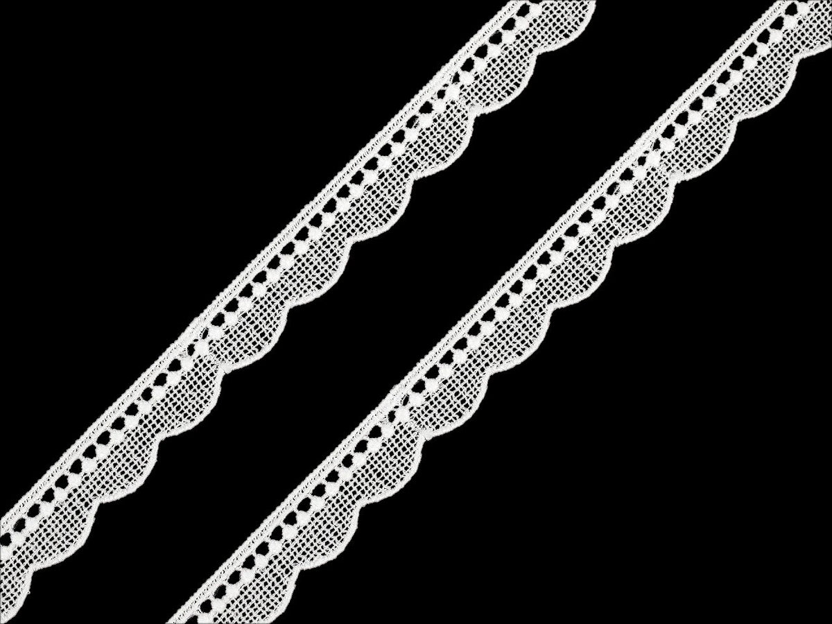 Image avec ruban de dentelle en guipure, blanc lait – 11 mm / 15 mm – disponible en ligne chez Šarlotes audumi