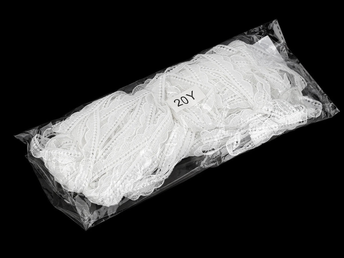 Image avec ruban de dentelle en guipure, blanc lait – 11 mm / 15 mm – disponible en ligne chez Šarlotes audumi