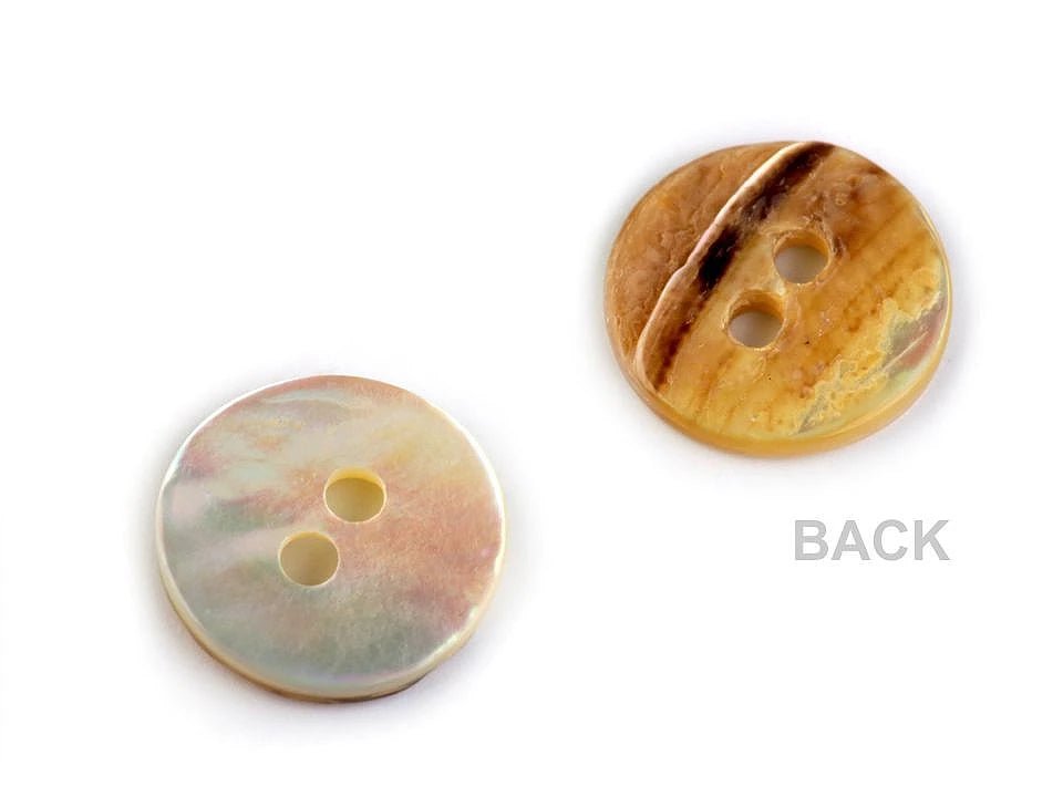 Image d’un bouton coquillage en nacre de 10 mm – disponible en ligne chez Šarlotes audumi