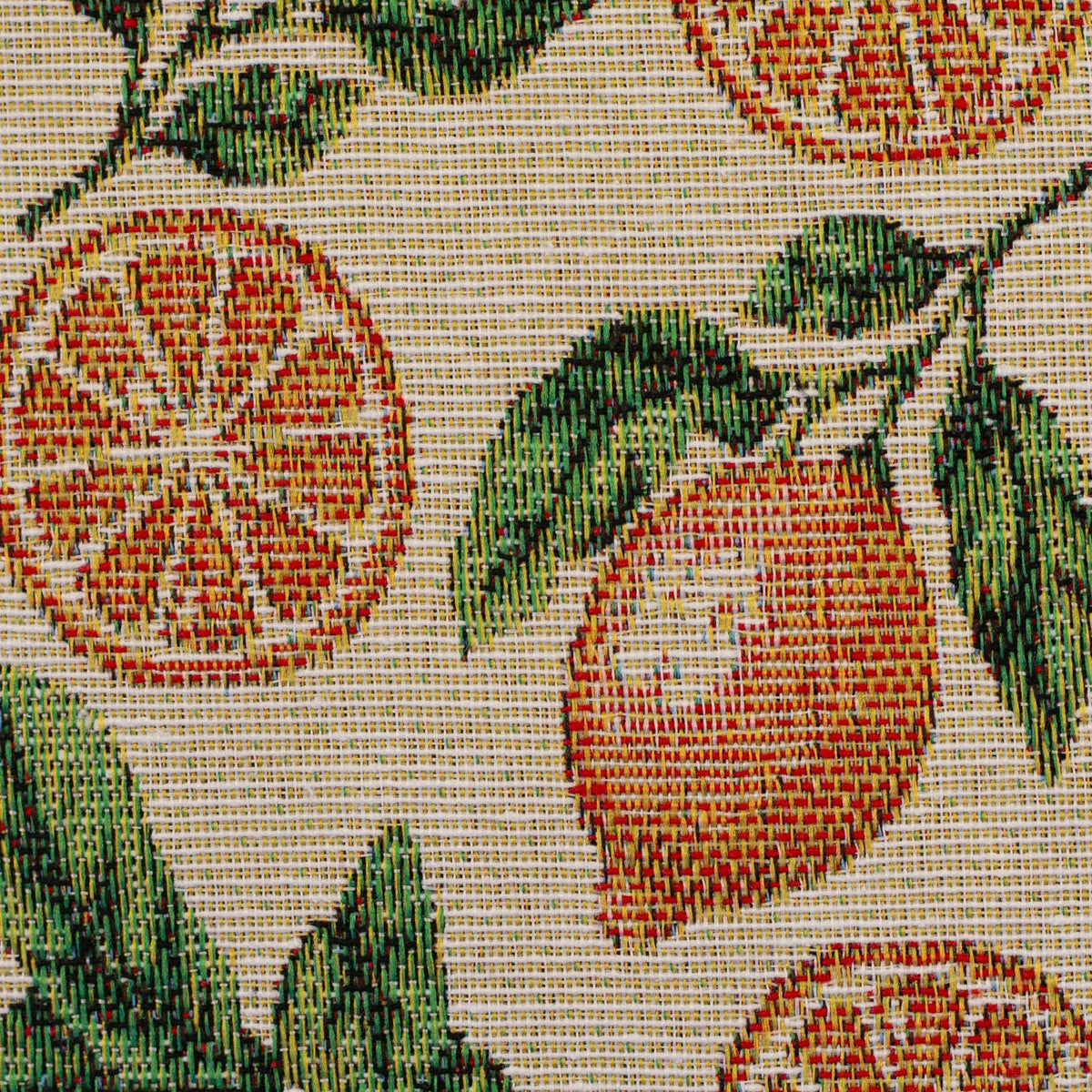 Image de citrons en tapisserie sur fond beige – disponible en ligne chez Šarlotes audumi