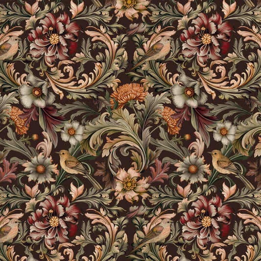 Image de la tapisserie « Oiseau parmi les fleurs » – disponible en ligne chez Šarlotes audumi