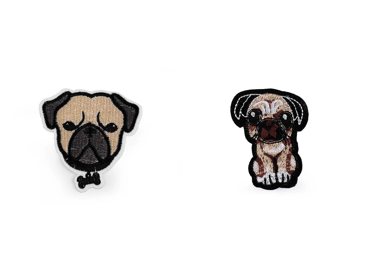 Image of an iron-on dog patch | ~ 4.5 x 6 cm | assorted shades – available at Šarlotes audumi