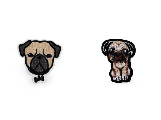 Image of an iron-on dog patch | ~ 4.5 x 6 cm | assorted shades – available at Šarlotes audumi