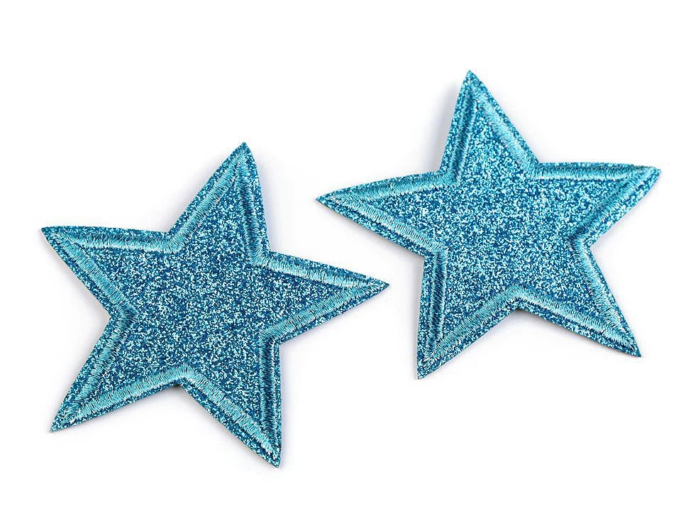 Image with iron-on star patch | 2 pcs. 65 - 70 mm | assorted shades – available at Šarlote's Fabrics