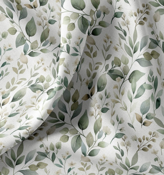 Premium 100% cotton fabric - green leaves 115 g/m²