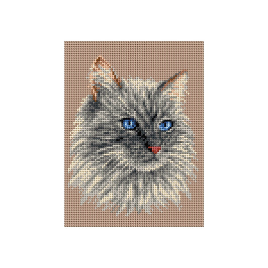 Toile à broder avec motif imprimé – Chat, 18 × 24 cm – disponible en ligne chez Šarlotes audumi