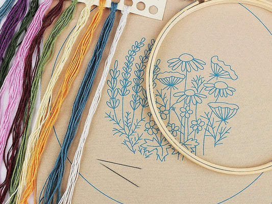 Image with embroidery kit - flowers – available at Charlotte's Fabrics
