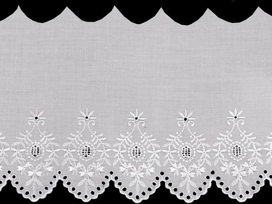 Embroidered cotton lace - 22 cm white