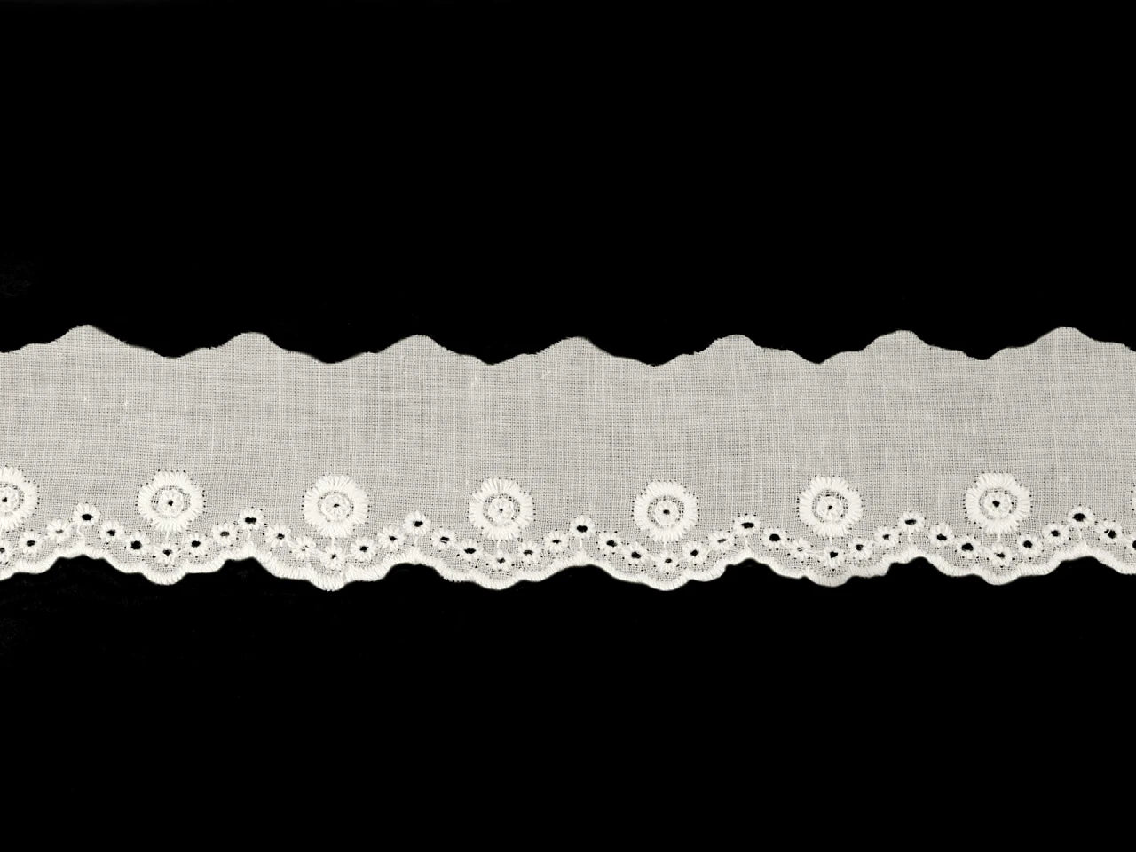 Dentelle en coton brodée - 4 cm blanc laiteux