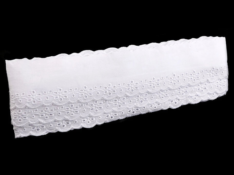 Dentelle en coton brodée - 5 cm blanche