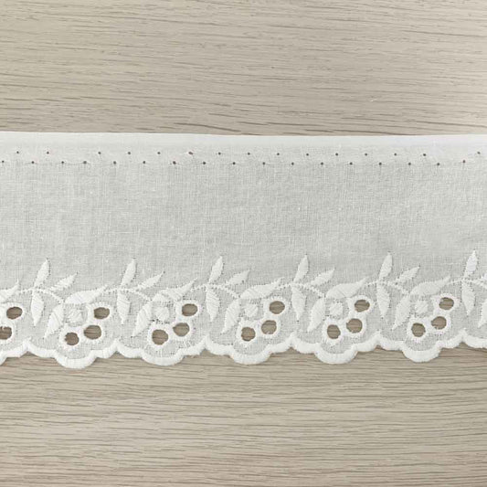 Embroidered cotton lace - 5 cm white