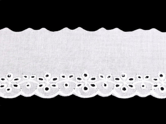 Embroidered cotton lace - 5 cm white