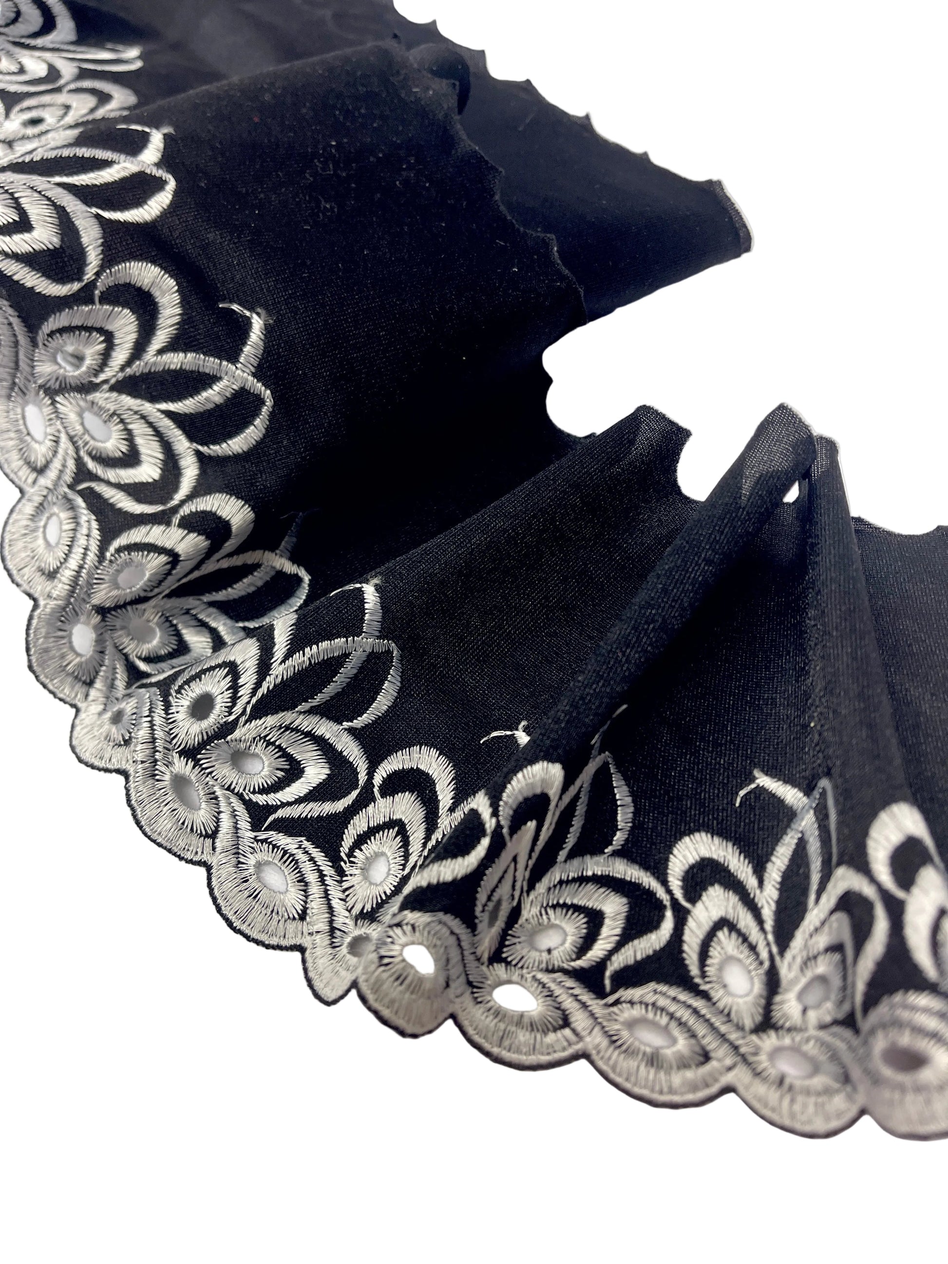 Image avec dentelle brodée 14 cm - noire et blanche – disponible chez Šarlotes audumi