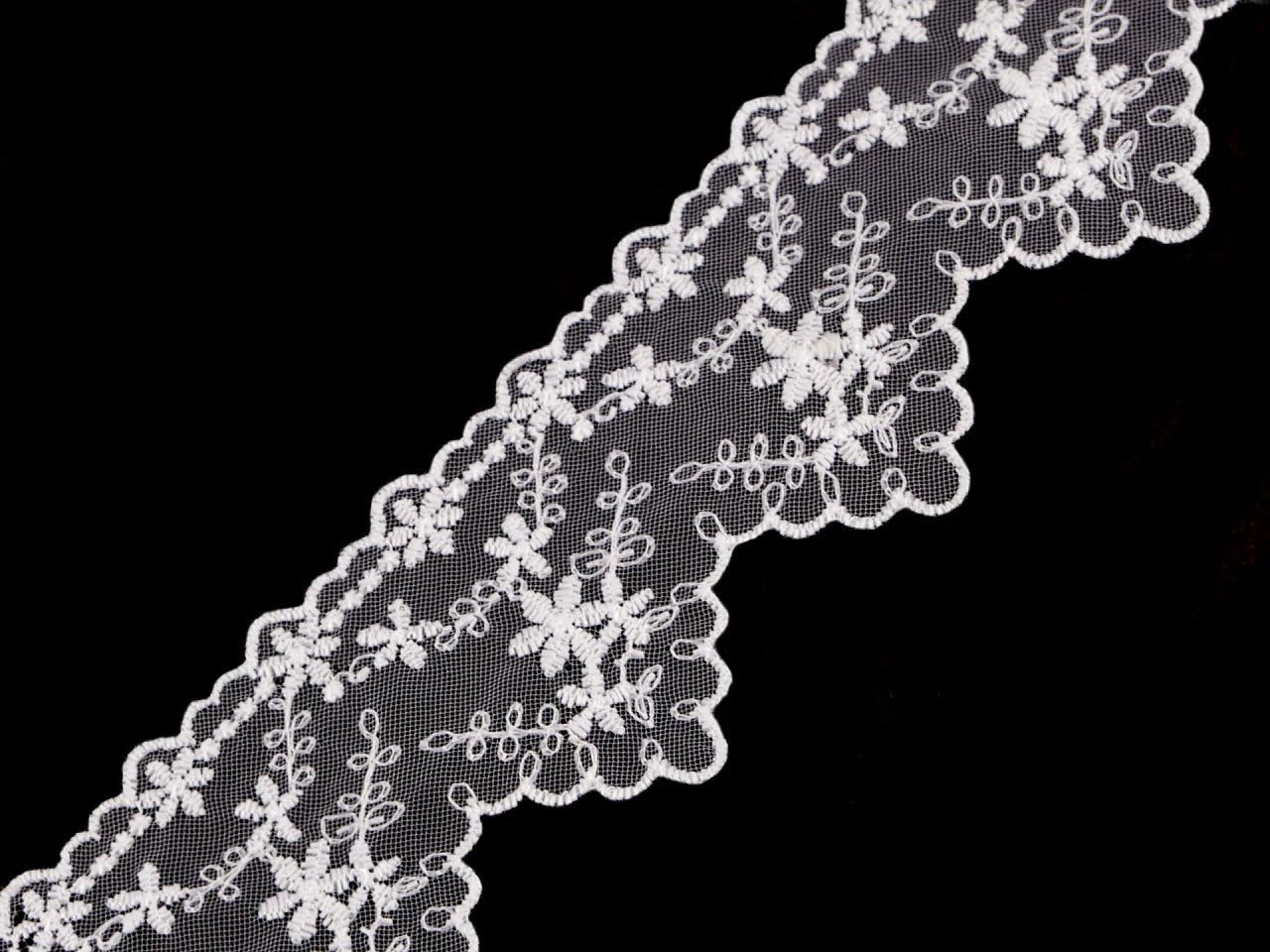 Dentelle brodée - 6,5 cm blanche