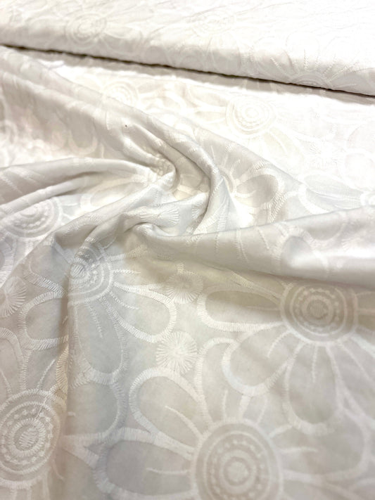 Image of embroidered 100% cotton fabric - dragonflies – available online at Šarlotes audumi
