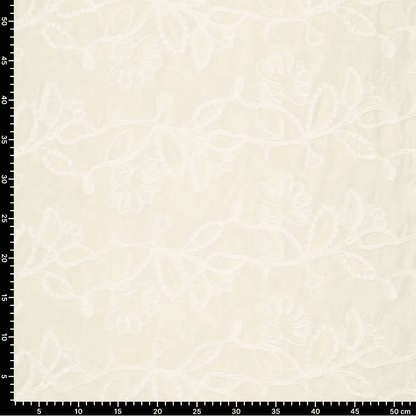 Image de tissu en coton brodé à motif, ton beurre, 145 g/m², disponible chez Šarlotes audumi