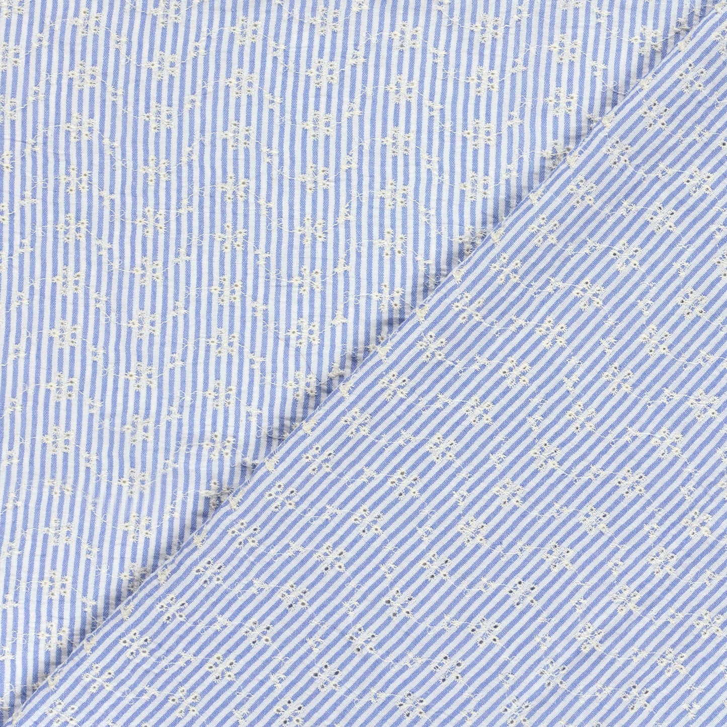 Image de tissu en coton brodé - motif floral blanc avec lignes 180 g/m² – disponible chez Šarlotes audumi
