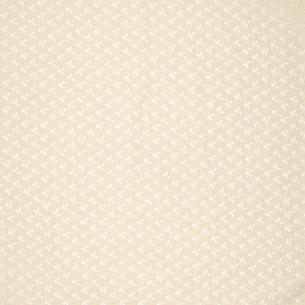 Tissu en coton brodé - broderie sur fond beige 115g/m²