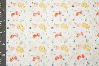Image avec tissu en coton brodé - fleurs d'été 115 g/m² – disponible chez Šarlotes audumi