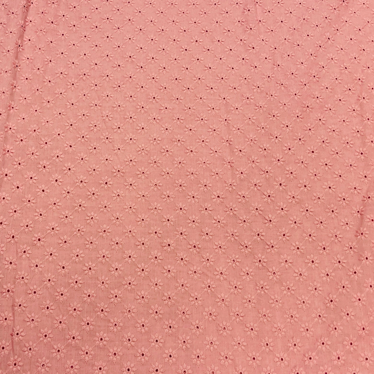 Tissu en coton brodé - motif fleuri vieux rose 110 g/m²