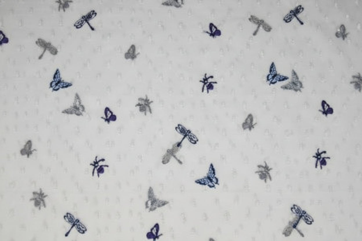 Embroidered tulle fabric with butterflies 100 g/m² – available at Šarlotes audumi