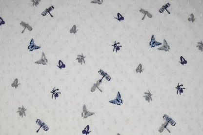 Embroidered tulle fabric with butterflies 100 g/m² – available at Šarlotes audumi
