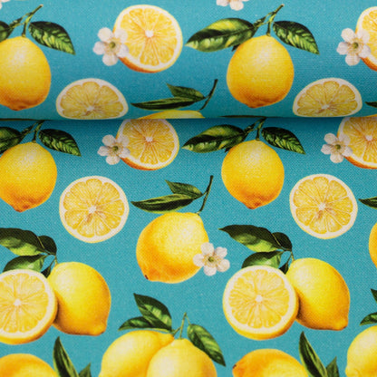 Image de tissu canevas - citrons 200 g/m² – disponible chez Šarlotes audumi