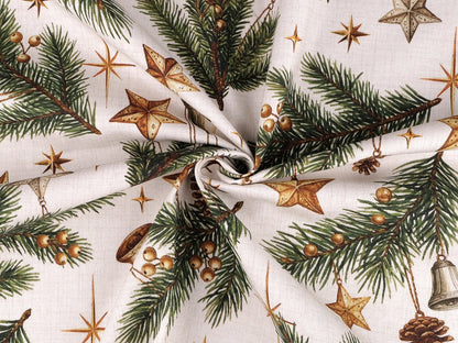 Image avec tissu canvas, branche de sapin décorée – disponible en ligne chez les tissus Charlotte